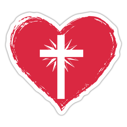 Sticker Heart Cross - Mattweiß