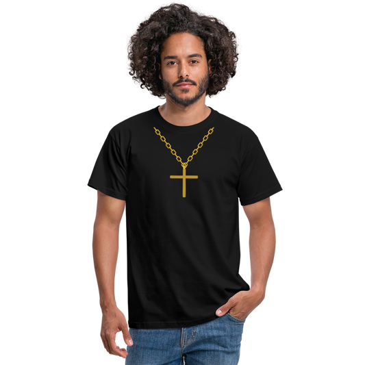 Männer T-Shirt kreuzkette - Schwarz