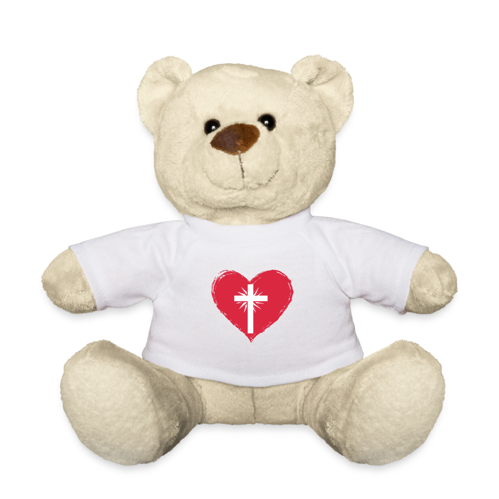 Teddy heart cross - weiß